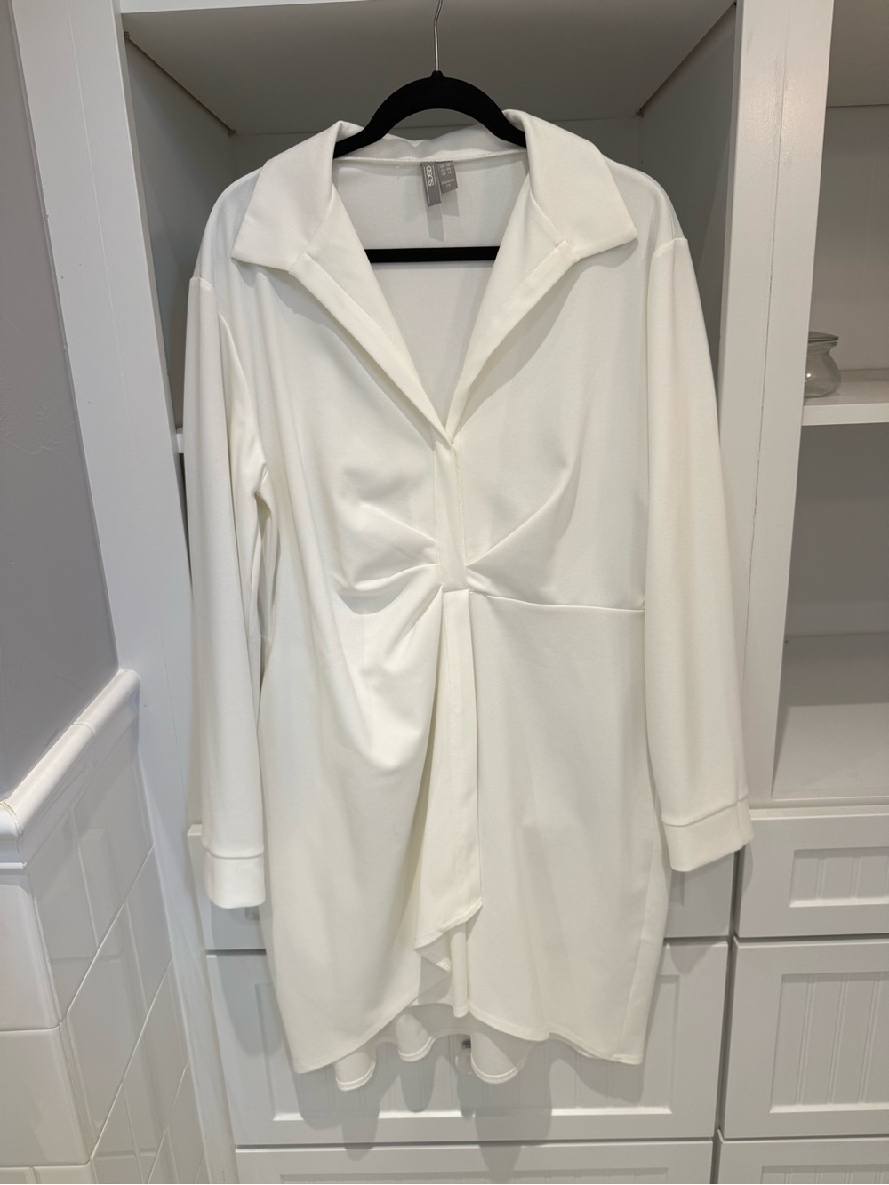 ASOS White Long-Sleeve Twist Front Dress